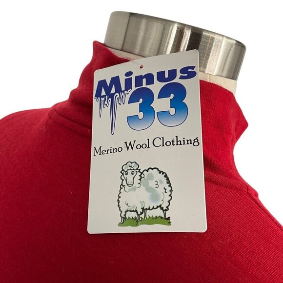 NWT Minus33 Midweight Thermal 1/4 Zip Base Layer Top Red Size M 100% Merino Wool - Picture 11 of 16
